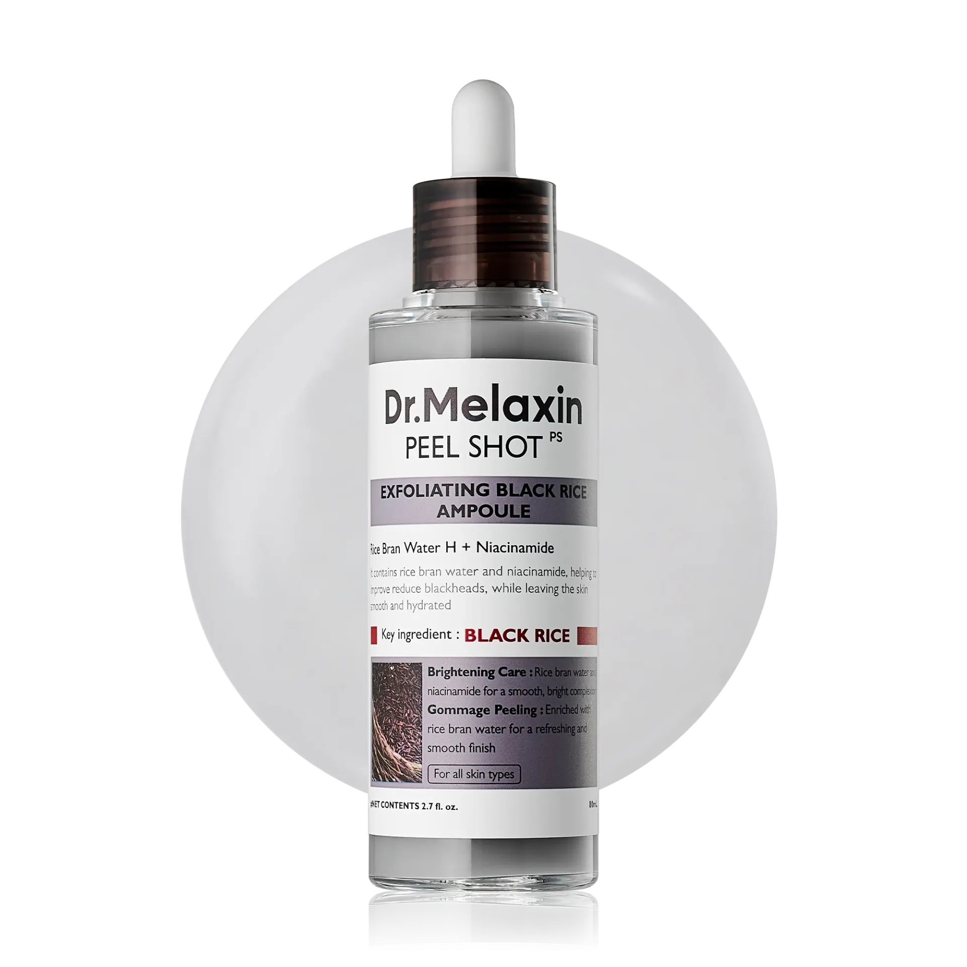 Dr.Melaxin - Peel Shot Exfoliating Black Rice Ampoule 80ml (Dry جافة, Skin Dryness جفاف البشرة, Toners التونرات)