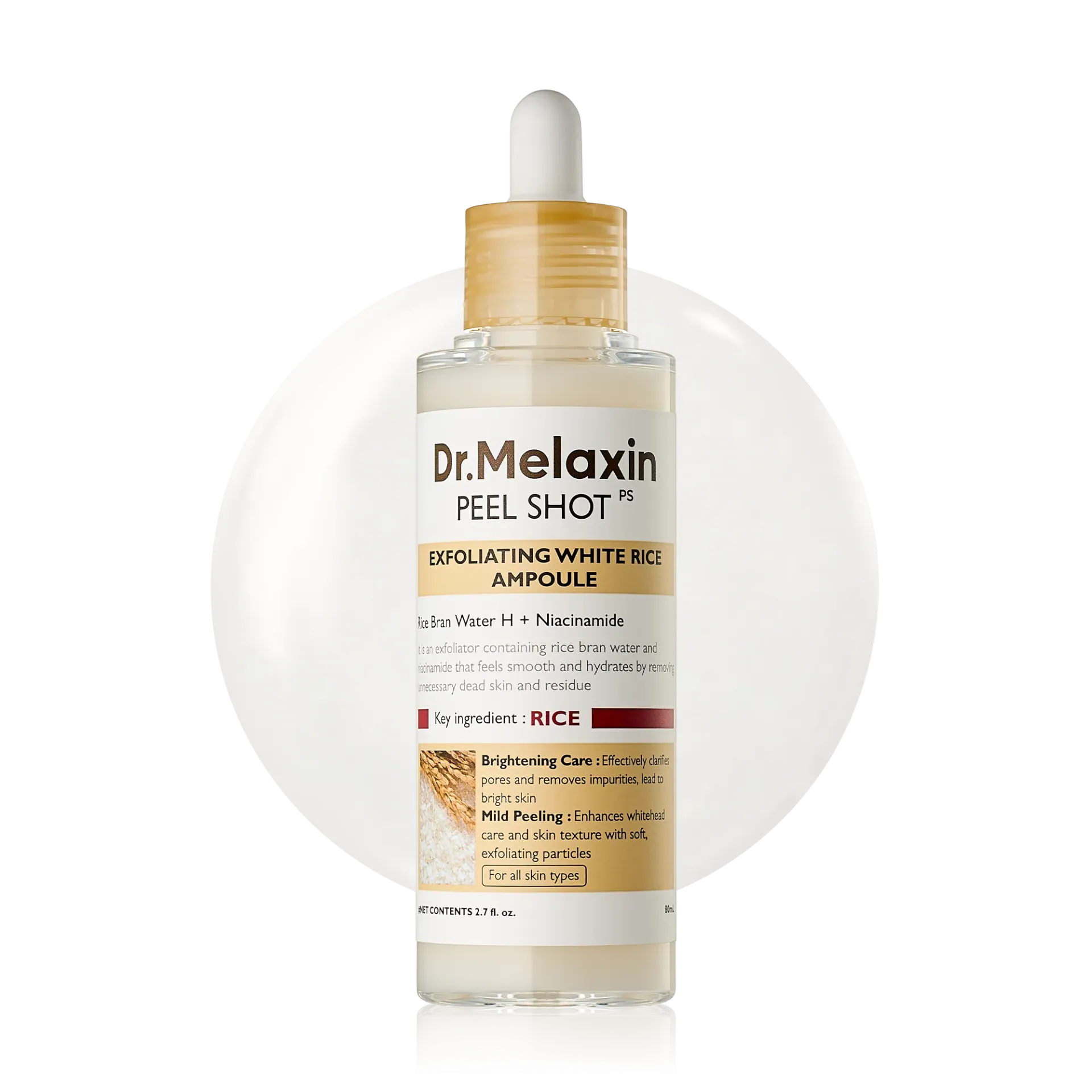 Dr.Melaxin - Peel Shot Exfoliating White Rice Ampoule 80ml (Dry جافة, Hyperpigmentation فرط التصبغ, Toners التونرات)